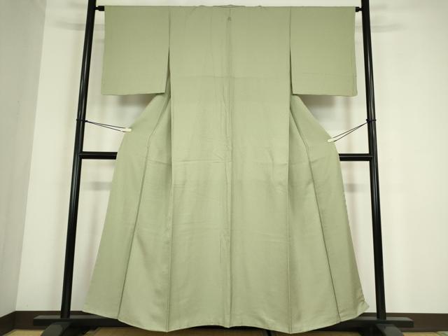 平和屋着物●上質な色無地　舞葉地紋　裏葉柳色　正絹　逸品　DABC3762az