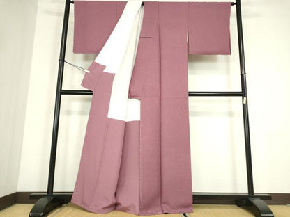 平和屋着物●上質な色無地　霞地紋　京紫色　正絹　逸品　未使用　DABC3766az