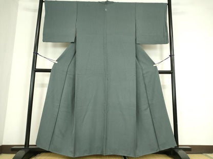 平和屋着物●上質な色無地　舞花地紋　錆鉄御納戸色　正絹　逸品　未使用　DABC3767az