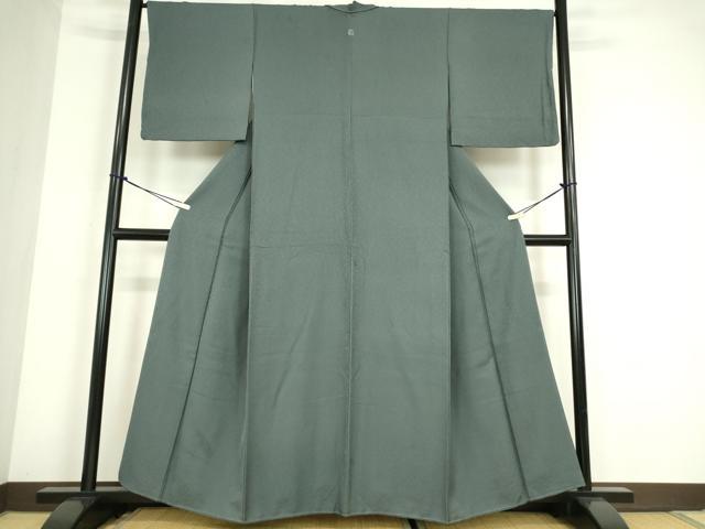 平和屋着物●上質な色無地　舞花地紋　錆鉄御納戸色　正絹　逸品　未使用　DABC3767az