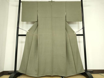 平和屋着物●上質な色無地　霞地紋　岩井茶色　正絹　逸品　DABC3768az