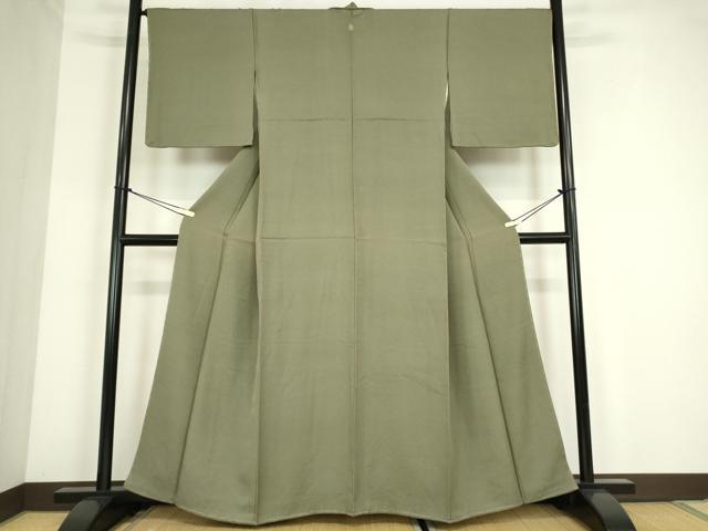 平和屋着物●上質な色無地　霞地紋　岩井茶色　正絹　逸品　DABC3768az