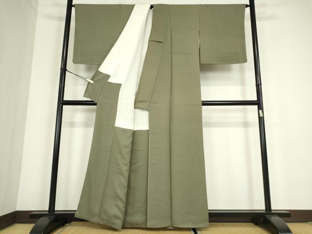 平和屋着物●上質な色無地　霞地紋　岩井茶色　正絹　逸品　DABC3768az