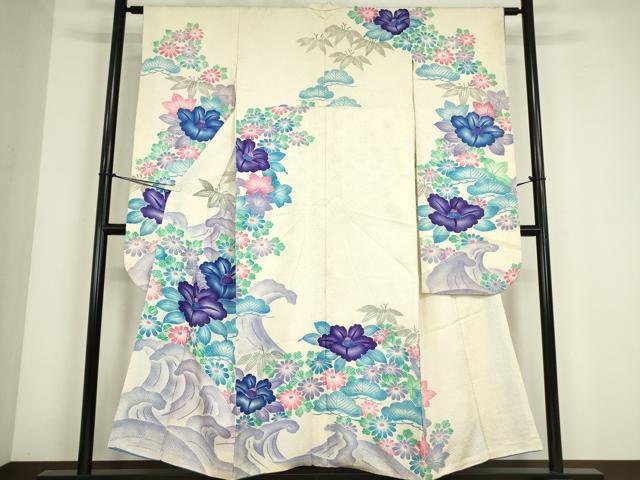 平和屋着物●豪華振袖　総絞り　吉祥花文　正絹　逸品　DABC3770az