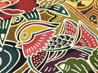 平和屋着物●豪華振袖　型染　鴛鴦花文　京都きもの友禅扱い　正絹　逸品　DABC3771az