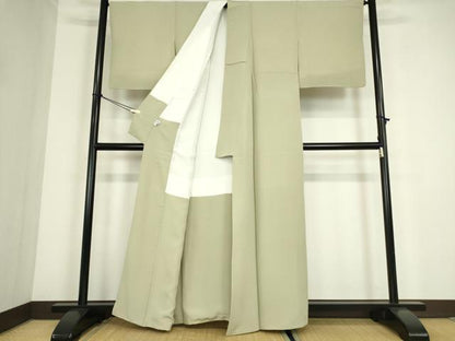 平和屋着物●上質な色無地　若葉色　正絹　逸品　DABC3772az