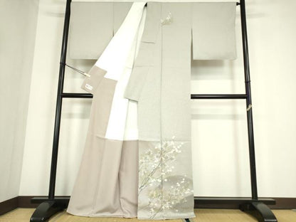 平和屋着物●和紙染染色作家・植村彩弘　訪問着　枝梅文　暈し染め　金彩　やまと誂製　正絹　逸品　DABC3777az