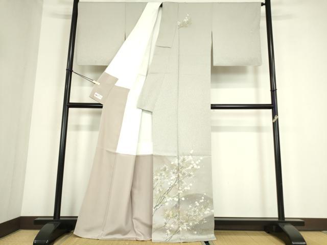 平和屋着物●和紙染染色作家・植村彩弘　訪問着　枝梅文　暈し染め　金彩　やまと誂製　正絹　逸品　DABC3777az