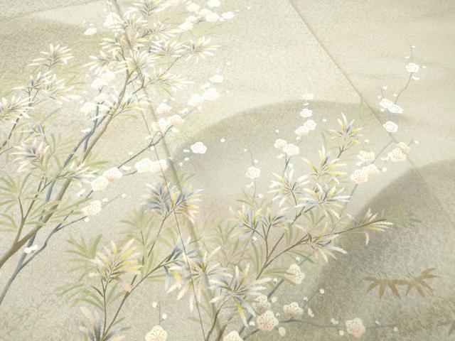 平和屋着物●和紙染染色作家・植村彩弘　訪問着　枝梅文　暈し染め　金彩　やまと誂製　正絹　逸品　DABC3777az