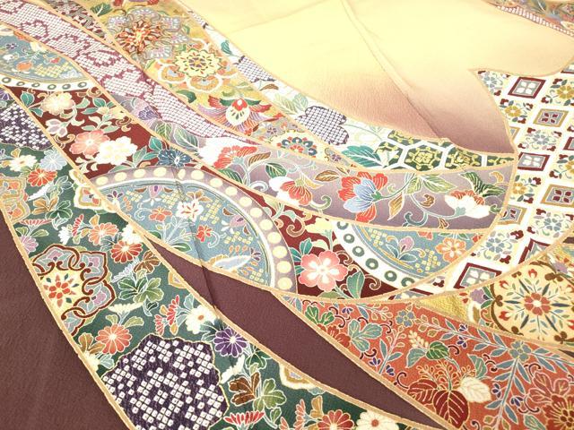平和屋着物●豪華振袖　駒刺繍　束ね熨斗正倉院更紗花文　暈し染め　金彩　正絹　逸品　DABC3779az