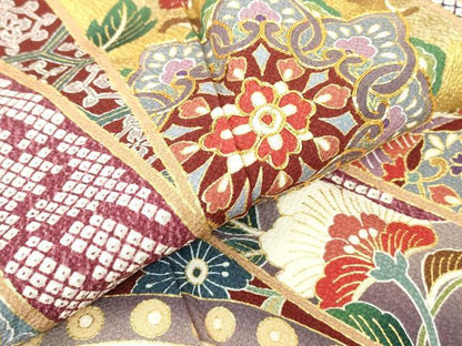 平和屋着物●豪華振袖　駒刺繍　束ね熨斗正倉院更紗花文　暈し染め　金彩　正絹　逸品　DABC3779az