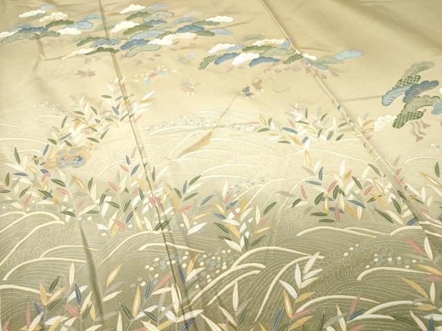 平和屋着物●訪問着　浜松風景文　暈し染め　金彩　正絹　逸品　DABC3780az