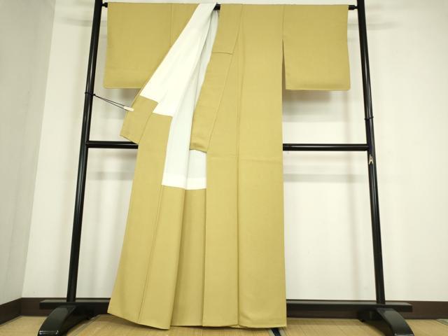 平和屋着物●上質な色無地　青朽葉色　正絹　逸品　DABC3781az