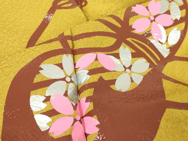 平和屋着物●豪華色留袖　瓢箪に桜　銀彩　正絹　逸品　DABC3783az