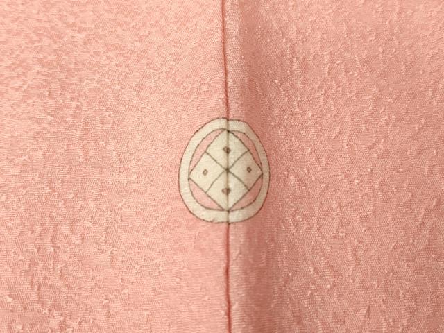 平和屋着物●本草木染作家　瑞寶　色無地　紋意匠　珊瑚色　正絹　逸品　DABC3788az
