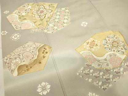 平和屋着物●豪華色留袖　駒刺繍　正倉院花文　暈し染め　金彩　正絹　逸品　DABC3790az
