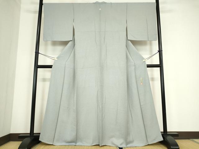 平和屋着物●本草木染作家　瑞寶　色無地　紋意匠　秘色色　三越扱い　正絹　逸品　DABC3791az