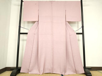 平和屋着物●上質な色無地　花唐草地紋　薄柿色　正絹　逸品　DABC3793az