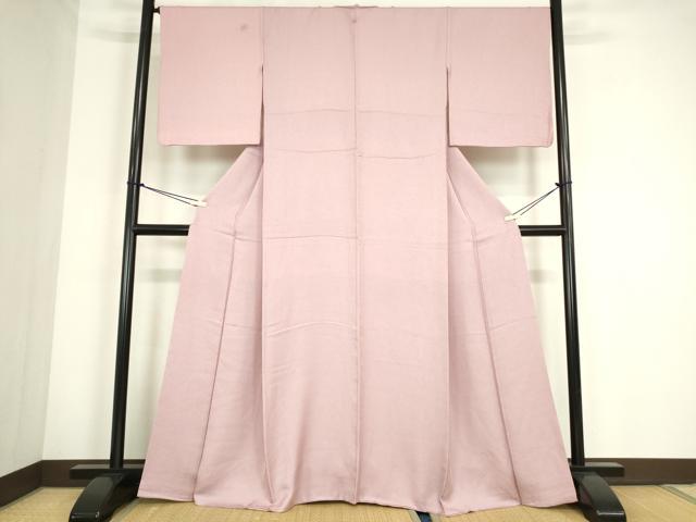 平和屋着物●上質な色無地　花唐草地紋　薄柿色　正絹　逸品　DABC3793az