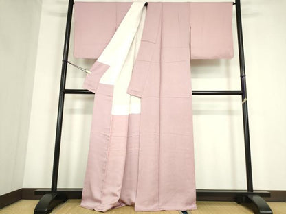 平和屋着物●上質な色無地　花唐草地紋　薄柿色　正絹　逸品　DABC3793az