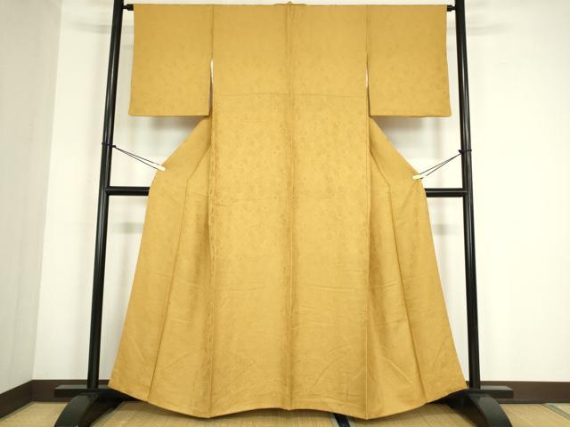 平和屋着物●上質な色無地　菊地紋　櫨染色　正絹　逸品　DABC3794az