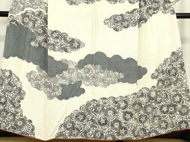 平和屋着物○訪問着 総絞り 型染 雲取花文 正絹 逸品