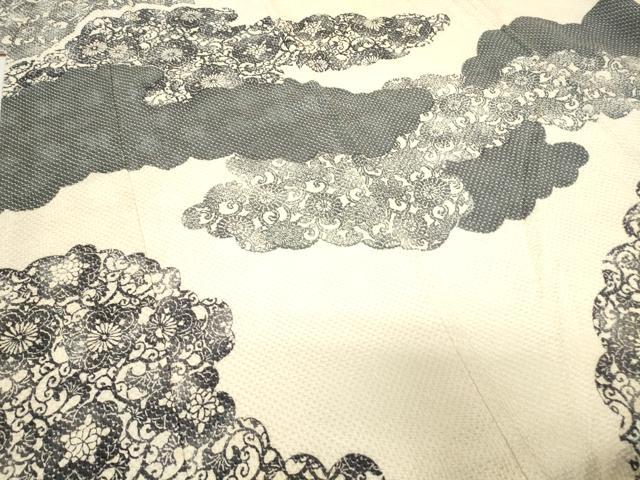 平和屋着物○訪問着 総絞り 型染 雲取花文 正絹 逸品