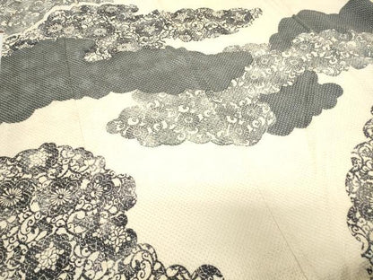 平和屋着物●訪問着　総絞り　型染　雲取花文　正絹　逸品　DABC3797az