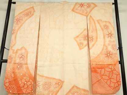 平和屋着物●豪華振袖　総絞り　短冊花文　暈し染め　正絹　逸品　DABC3798az