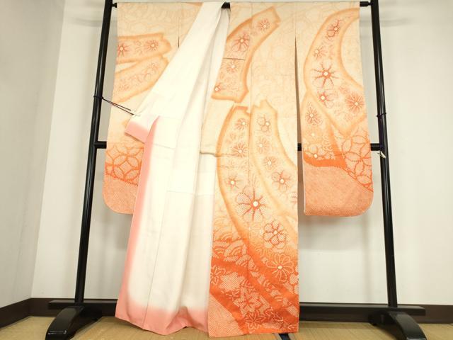 平和屋着物●豪華振袖　総絞り　短冊花文　暈し染め　正絹　逸品　DABC3798az
