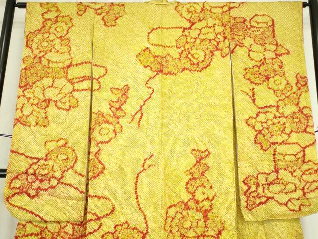 平和屋着物●豪華振袖　総絞り　貝桶花文　正絹　逸品　DABC3799az