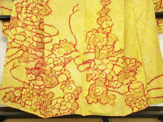 平和屋着物●豪華振袖　総絞り　貝桶花文　正絹　逸品　DABC3799az