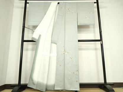 平和屋着物●訪問着　駒刺繍　束ね熨斗花文　金彩　正絹　逸品　DABC3800az