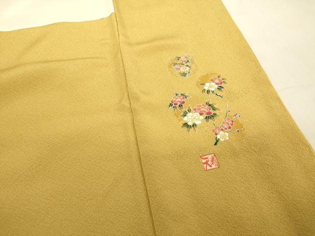 平和屋着物●上質な色無地　作家物　黄朽葉色　正絹　逸品　未使用　DABC3801az