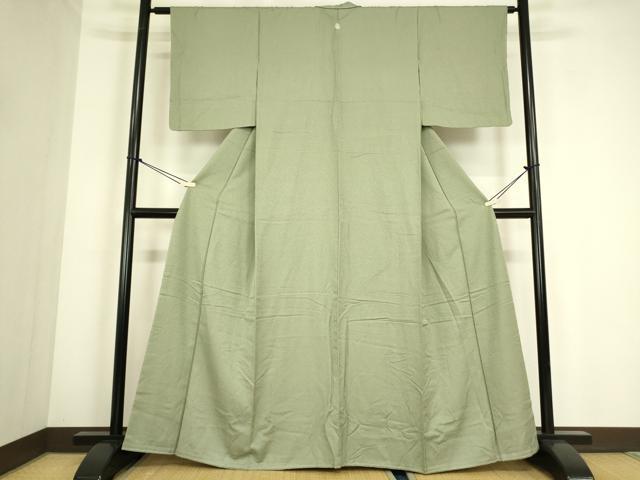 平和屋着物●本草木染作家　瑞寶　色無地　紋意匠　青白橡色　正絹　逸品　未使用　DABC3804az