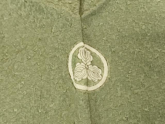 平和屋着物●本草木染作家　瑞寶　色無地　紋意匠　青白橡色　正絹　逸品　未使用　DABC3804az