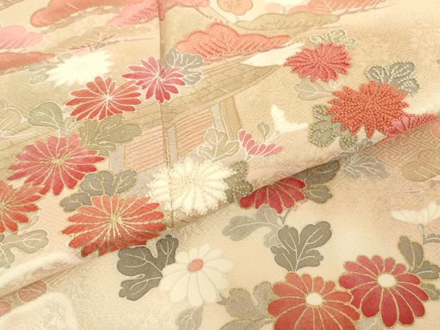 平和屋着物●中国三大刺繍　相良刺繍　訪問着　風景花松文　暈し染め　金彩　阪急百貨扱い　正絹　逸品　DABC3805az 平和屋着物○中国三大刺繍 相良刺繍 訪問着 風景花松文 暈