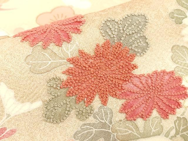 平和屋着物○中国三大刺繍 相良刺繍 訪問着 風景花松文 暈