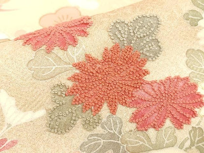平和屋着物●中国三大刺繍　相良刺繍　訪問着　風景花松文　暈し染め　金彩　阪急百貨扱い　正絹　逸品　DABC3805az