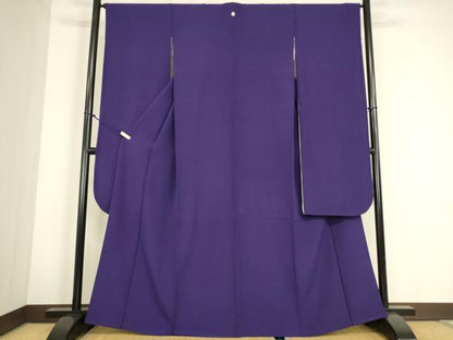 平和屋着物●豪華振袖　色無地　ディープロイヤルパープル色　正絹　逸品　DABC3809az