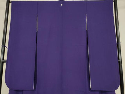 平和屋着物●豪華振袖　色無地　ディープロイヤルパープル色　正絹　逸品　DABC3809az