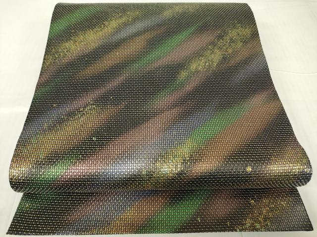 平和屋着物▼六通柄袋帯 霞斜線文 金彩 正絹 逸品 DABC3815az