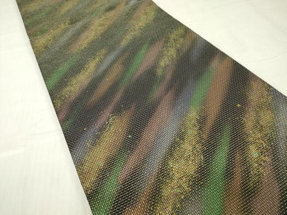平和屋着物▼六通柄袋帯 霞斜線文 金彩 正絹 逸品 DABC3815az