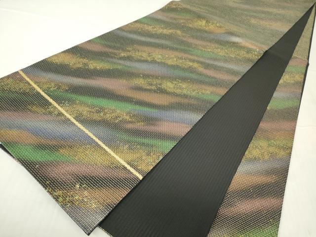 平和屋着物▼六通柄袋帯 霞斜線文 金彩 正絹 逸品 DABC3815az