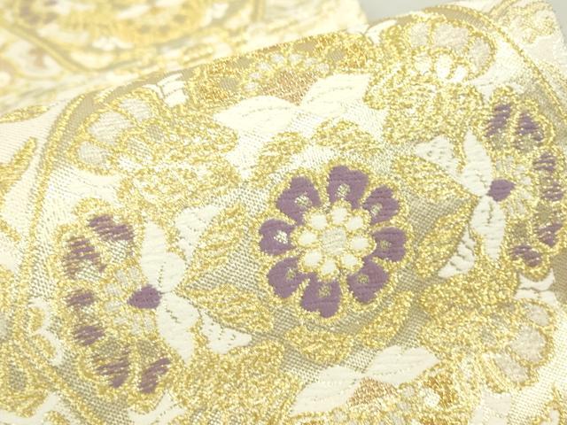 平和屋着物●丸帯　正倉院花文　胡蝶蘭　金糸　正絹　逸品　DABC3821az