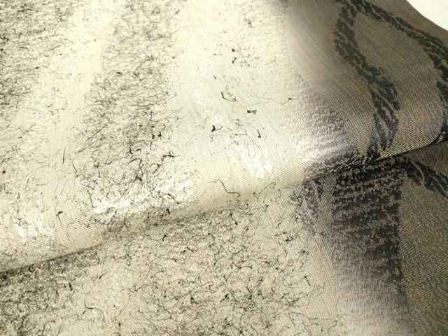 平和屋着物▽両面　全通柄袋帯　スリーシーズン　春夏秋　変わり縞　正絹　逸品　DABC3829az
