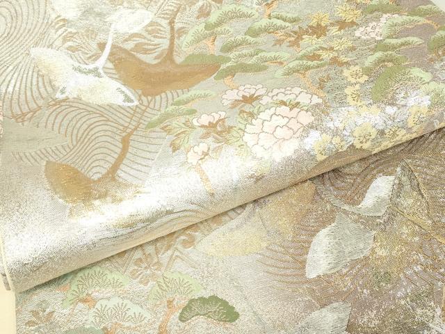 平和屋着物▼六通柄袋帯 琳派風月 瑠璃彩織 金銀糸 正絹 逸品 DABC3835az