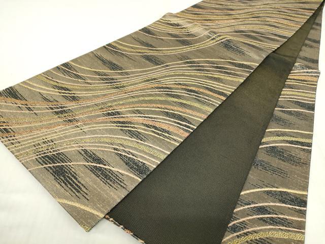 平和屋着物▼六通柄袋帯 つづれ 斜線文 金糸 銀座おゝぎ屋扱い 正絹 逸品 DABC3842az