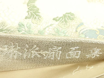 平和屋着物▼六通柄袋帯 琳派扇面集 金銀糸 正絹 逸品 DABC3862az