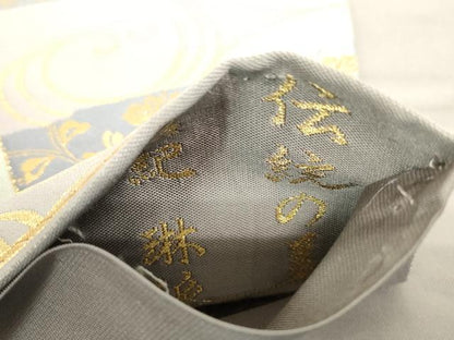 平和屋着物▼六通柄袋帯 伝統の美 紹巴 琳派 破れ色紙花文 金銀糸 正絹 逸品 DABC3868az